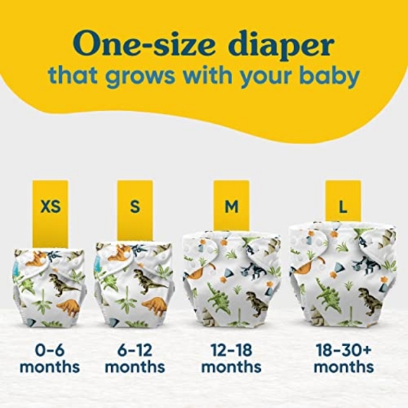 CHARLIE BANANA - 6 One Size Reusable Cloth Diapers with Fleece - Picture 3 of 6